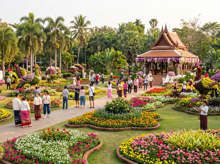 Chiang Mai Flower Festival flower displays at Nong Buak Haad Public Park