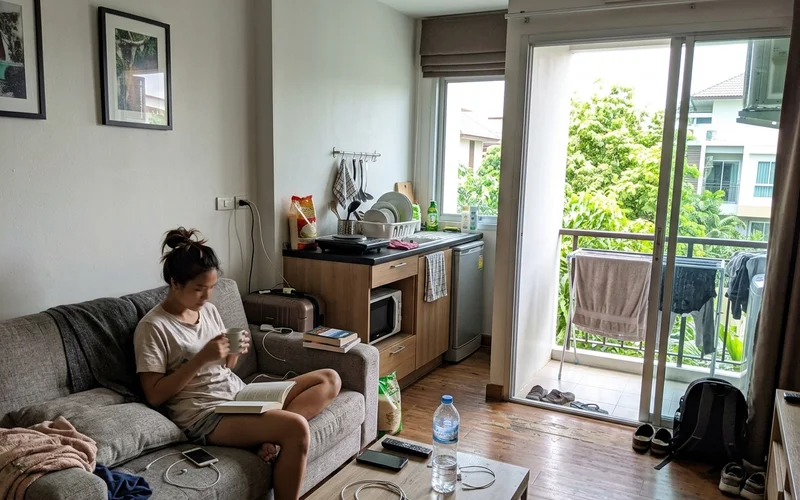 A furnished serviced apartment interior in Chiang Mai