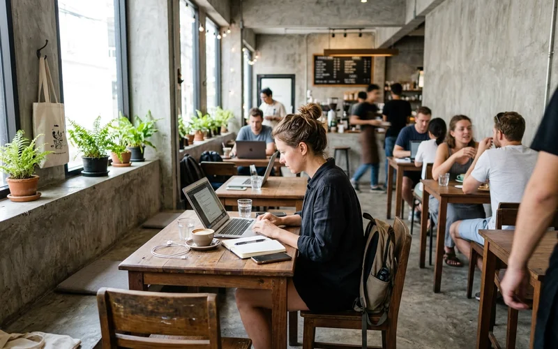 The interior of a stylish Nimman coffee shop