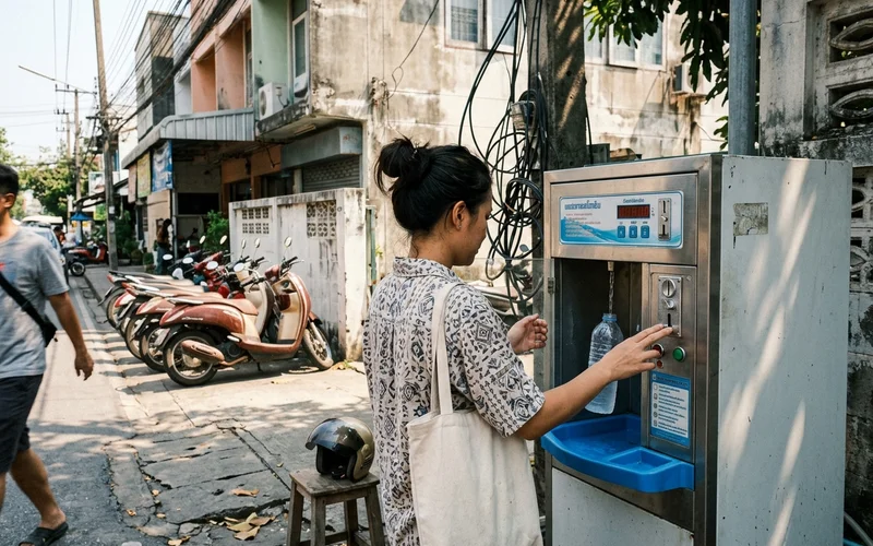 Water refill machine on a Chiang Mai street