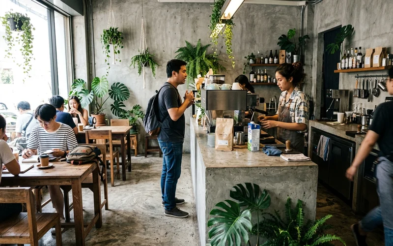 The interior of a newly opened café in Chiang Mai