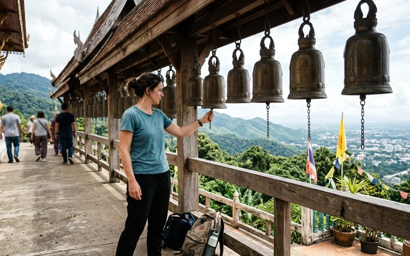 Temple bells along a terrace at Doi Suthep