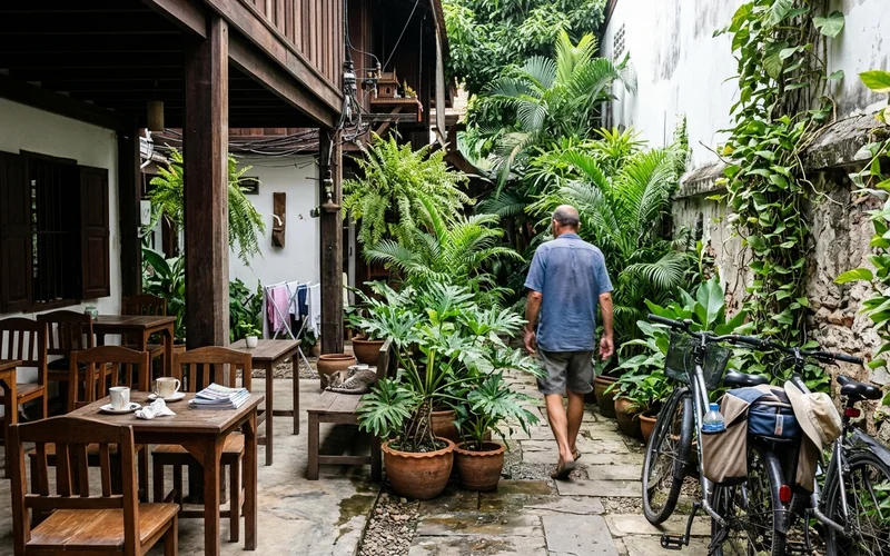 A small guesthouse courtyard in the Old City