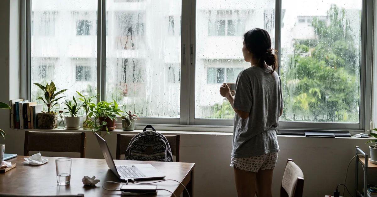 Chiang Mai condo interior during the humid rainy season